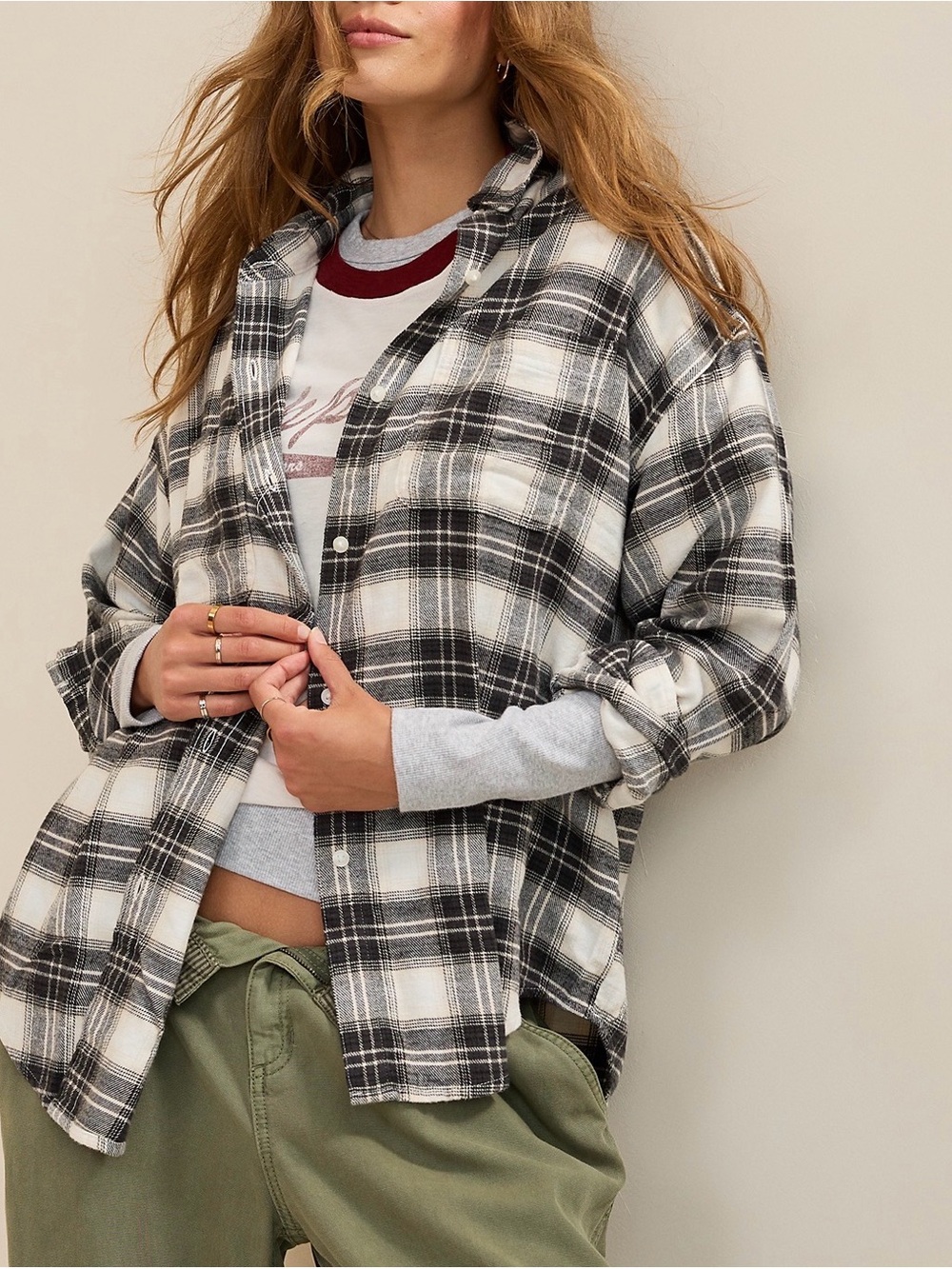 AERIE Anytime Fave Flannel oversized shirt